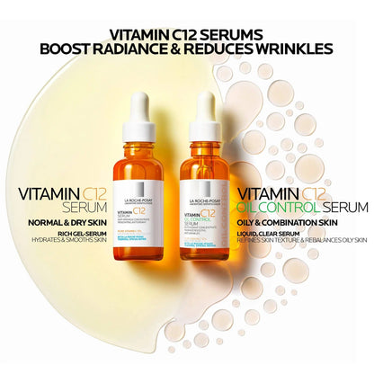 La Roche-Posay Pure Vitamin C Serum For Face With Hyaluronic Acid & Salicylic Acid, Hydrating & Brightening Serum, Boost Radiance & Reduce Wrinkles, Paraben Free